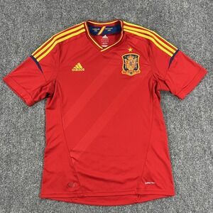 Spain National Team Home Jersey Mens Large Red Adidas Soccer Football Climacool